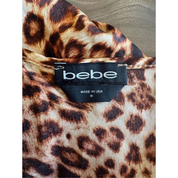 NEW Bebe Animal Print Satin Midi Dress Size Medium - Picture 6 of 6